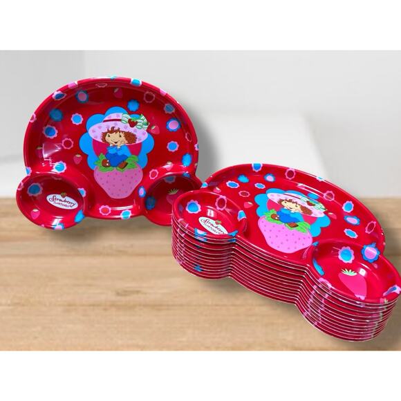 Y2K Strawberry Shortcake Divided Plate Vintage Deadstock 2004 10”x9” - Picture 3 of 6